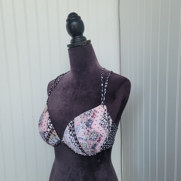 Victorias Secret 34D Bikini Top Fabulous Swimwear Pink Black Gorgeous Add 1.5cup - Picture 4 of 11